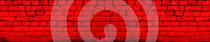 Vivid Red Brick Wall Background Wide Banner