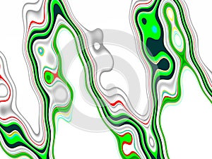 Vivid red green white blue fluid abstract lines, geometries, abstract background, colorful geometries
