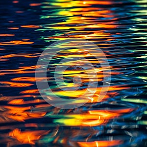 Vivid reflections on rippling water create