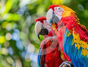 Vivid Scarlet Macaws in Natural Habitat