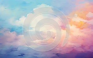 Vivid Sky Painting Cloud Background and Whimsical Colors, Ai