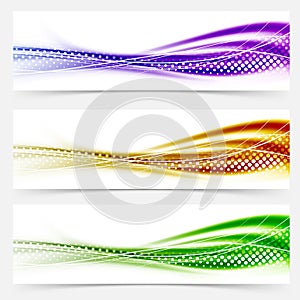 Vivid speed swoosh abstract line banner footer collection