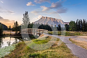 A vivid sunrise over Cascade Ponds