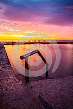 Vivid sunrise views across Mona Vale Rock Pool