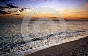 Vivid sunset over beach