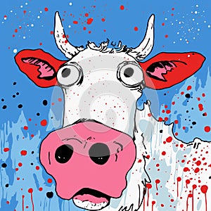 Vivid Surrealistic Cartoon Cow With Red And White Spots By Allie Brosh