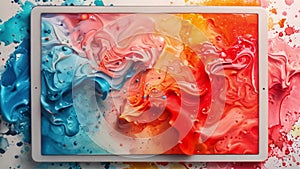 Vivid Swirls of Color on Tablet Screen