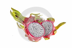 Vivid and Vibrant Dragon Fruit isolated against white background.