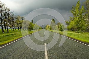 Vivid view with road and cloudy sky