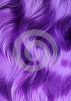 Vivid violet wavy hair, close up, hair salon advertizing, hair d photo