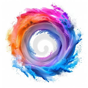 vivid vortex of color as the powdered pigments swirl and dance through the air.