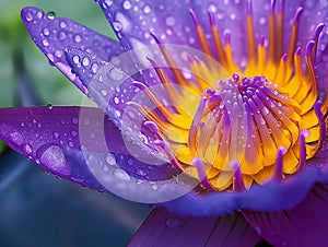 Vivid Water Lily with Dew Drops