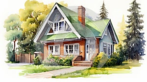 Vivid Watercolor House Illustration With Detailed Character Renderings