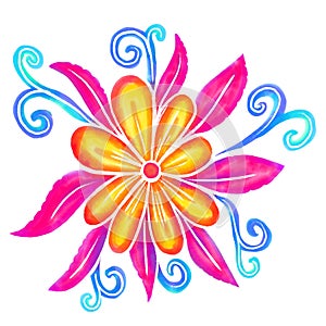 Vivid watercolor style flower illustration
