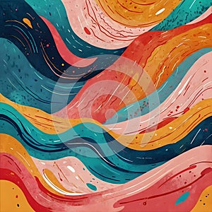 Vivid Waves: Abstract Colorful Background in Procreate Style. photo