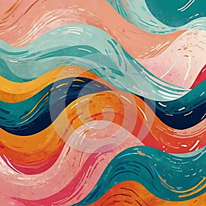 Vivid Waves: Abstract Colorful Background in Procreate Style. photo