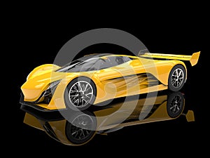 Vivid yellow futuristic concept race car