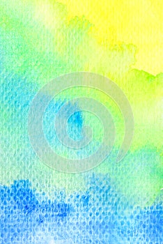 Vivid yellow green blue watercolor background