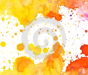 Vivid yellow orange red watercolor background