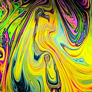 Vivid yellow and pink trippy psychedelic abstract