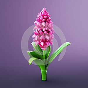 Vividly Bold Pink Hyacinth: 3d Illustration With Neo-pop Iconography