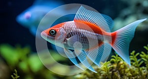 Vividly colored fish swimming in an underwater world