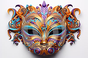 A Vividly Ornate Mask Evoking the Spirit of Venetian Carnivals. Generative AI