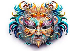 A Vividly Ornate Mask Evoking the Spirit of Venetian Carnivals. Generative AI