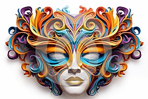 A Vividly Ornate Mask Evoking the Spirit of Venetian Carnivals. Generative AI