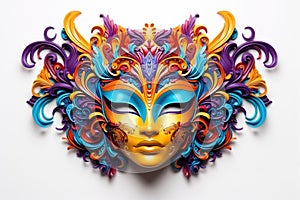 A Vividly Ornate Mask Evoking the Spirit of Venetian Carnivals. Generative AI