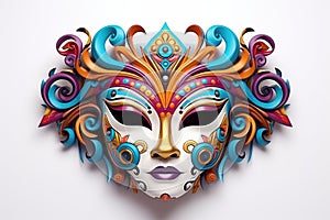 A Vividly Ornate Mask Evoking the Spirit of Venetian Carnivals. Generative AI