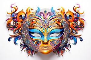 A Vividly Ornate Mask Evoking the Spirit of Venetian Carnivals. Generative AI