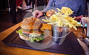 Vivo Burger and french fries photo