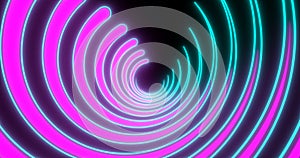 VJ loop futuristic sci-fi neon tunnel in circle form.