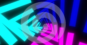 VJ loop futuristic sci-fi neon tunnel in spinning triangle form.