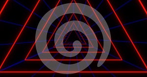 VJ loop futuristic sci-fi red neon tunnel in triangle form.