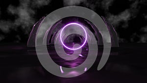 VJ Loop Halloween motion graphics clip road to hell glow. Circle in the middle with a place for text. Seamless loop