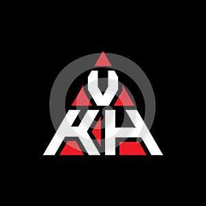 VKH triangle letter logo design with triangle shape. VKH triangle logo design monogram. VKH triangle vector logo template with red