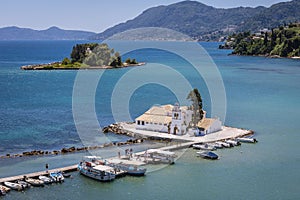 Vlacherna Monastery and Mouse Island in Corfu, Greece