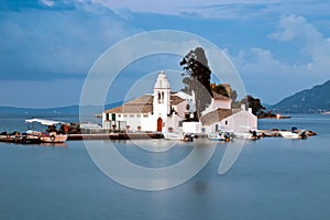 Vlacherna monastery at sunrise, Corfu, Greece