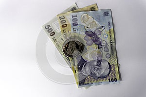 Vlad the impaler coin over romanian money