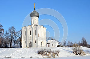Vladimir, an ancient church of the Intercession (Pokrova) on the Nerl in winter, Golden ring of Russia