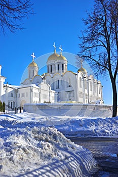 Vladimir, Russia - February 16.2019: Dormition or Assumption Cathedral was a mother church of Medieval Russia