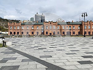 Vladivostok, former artillery workshops on the Tsarevich embankment in cloudy autumn weather