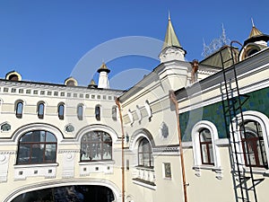 Vladivostok, Russia, March, 05,2020. Fragment of the historic railway station building