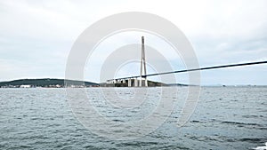 Vladivotok bridge. View from the moving ferry.