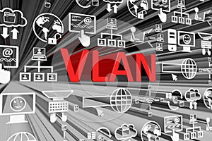 VLAN concept blurred background 3d