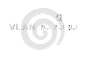 VLAN concept white background 3d