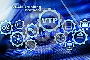 VLAN Trunking Protocol. Virtual Local Area Network. VTP. photo