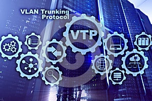VLAN Trunking Protocol. Virtual Local Area Network. VTP. photo